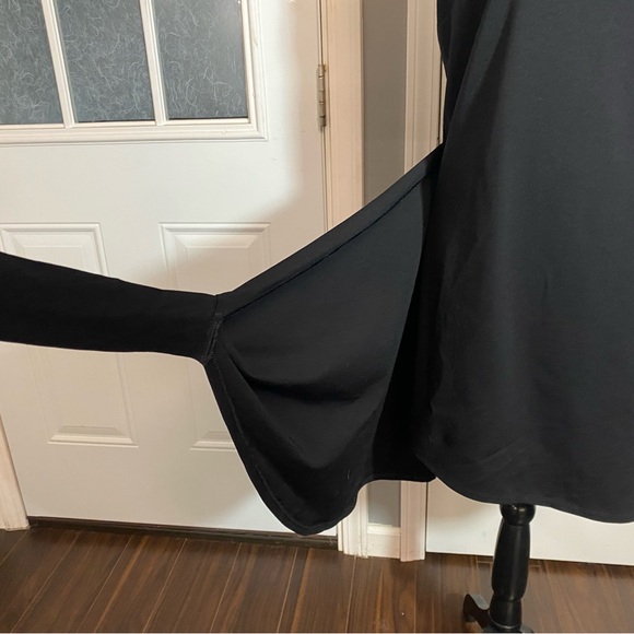 Express Little Black Mini Faux Wrap Dress with Scoop‎ Neck and Tie - Picture 8 of 16